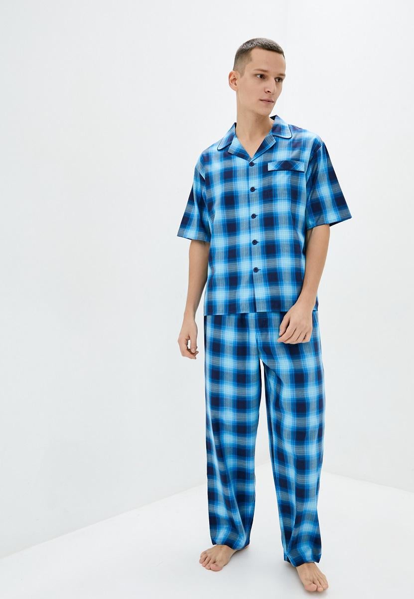 Пижама мужская Cyberjammies Elliot 6559-6560 в клетку M Ярко-синий (5051877349735)