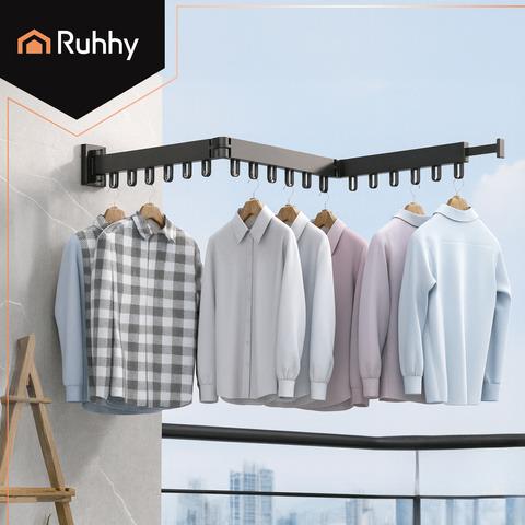 Сушарка для білизни складана настінна 2в1 висувна конструкція/18 гачків Чорний (29841303) - фото 5 Сушарка для білизни складана настінна 2в1 висувна конструкція/18 гачків Чорний (29841303) - фото 5