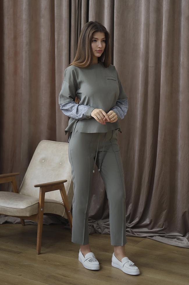 Костюм Lipar 4101 двойка с застежкой на пате р. 52 Хаки (16947068)