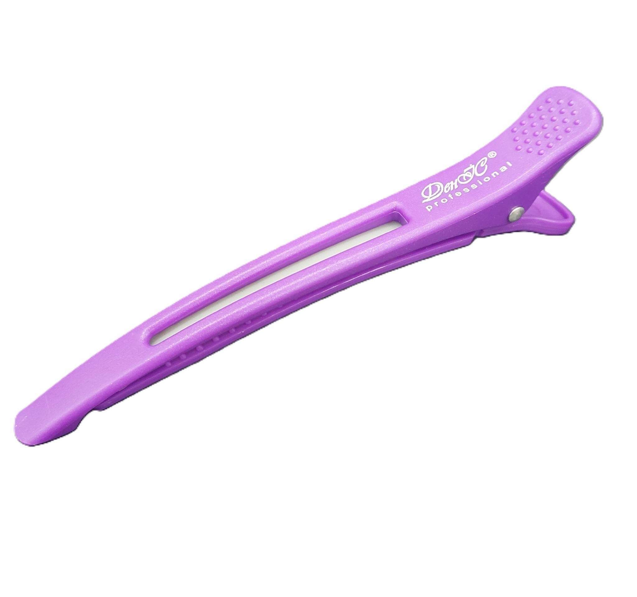 Затискач-Качечка з гумкою для волосся ДенІС professional пластик 110 мм Бузковий (1453071866)