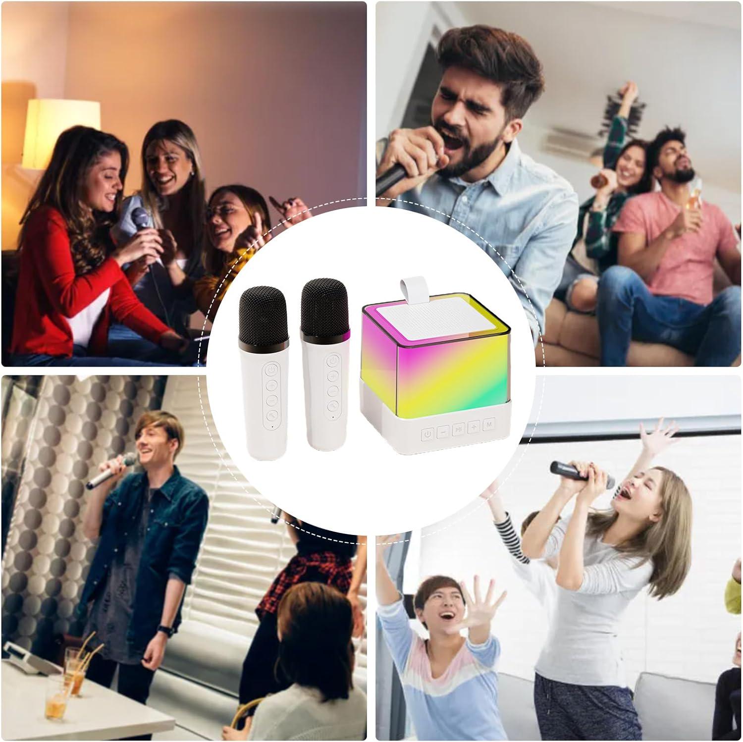 Колонка караоке дитяча з двома бездротовими мікрофонами RGB підсвічуванням (K18) - фото 8
