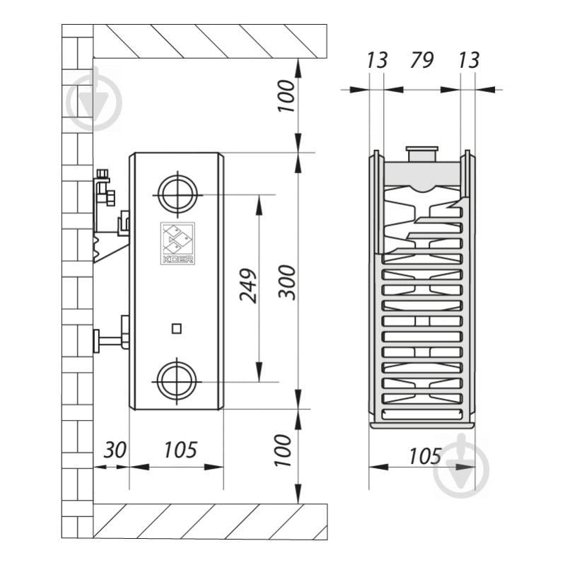 Сталевий радіатор 22х300х1600.S KOER (бок. підключення) (RAD079) - фото 6