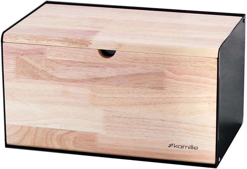 Хлебница Kamille Breadbasket Steel&Bamboo из нержавеющей стали 35,5х21,5х19,5 см (KM-1117)