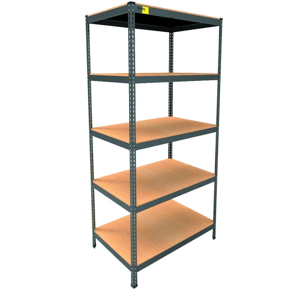 Стелаж металевий Emby Light Series 5 полиць ДСП до 100 кг 2100х900x450 мм Чорний (65d33a236fb0382fce23efe6)