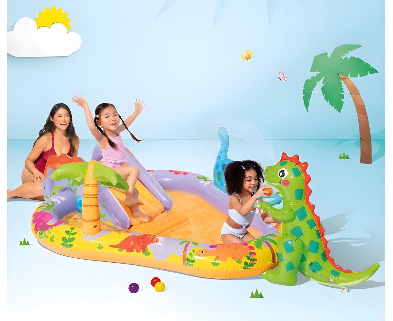 Надувной игровой центр Intex 56139 "Динопарк" с фонтаном 201х157х69 см - фото 3 Надувной игровой центр Intex 56139 "Динопарк" с фонтаном 201х157х69 см - фото 3