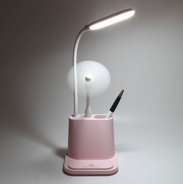 Настільна лампа Multifunctional DESK LAMP з вентилятором і тримачем Рожевий - фото 2