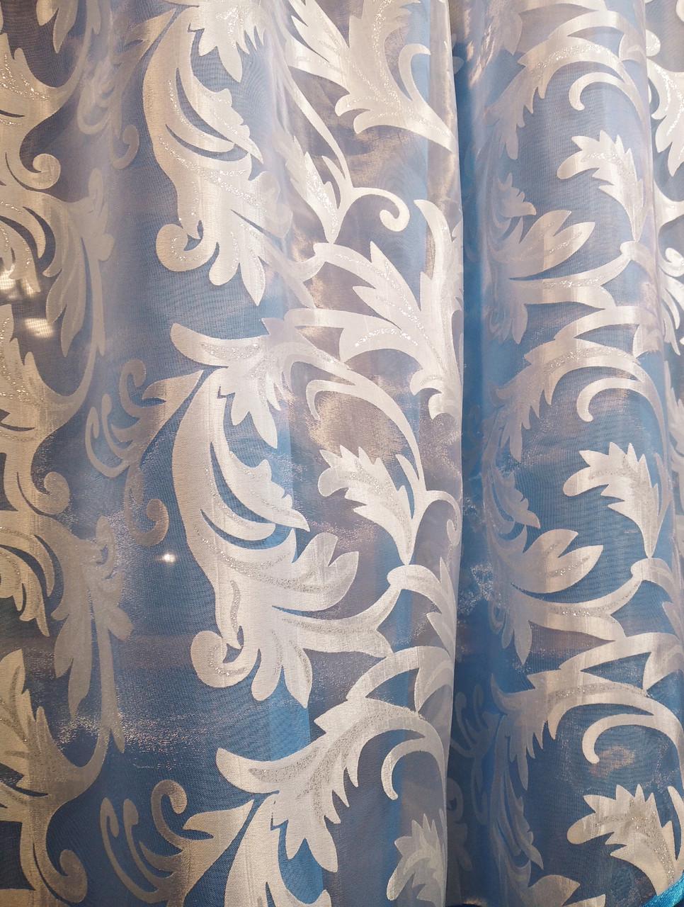 Занавеска арка готовая Ника вензель левая Васильковый - фото 5