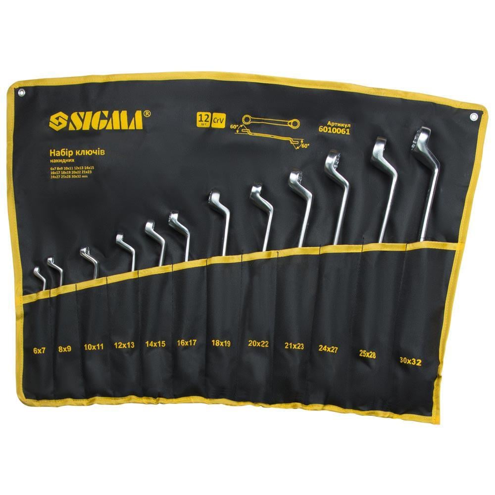 Ключи накидные Sigma CrV satine 12 шт. 6-32 мм в тканевом чехле (6010061)