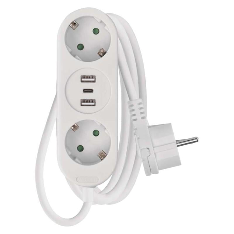 Удлинитель сетевой Emos P0221U 2 розетки 1,5 м 1,5 кв. мм USB-A/USB-C (37796647)