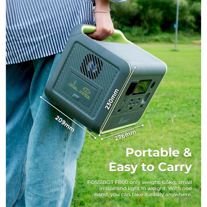 Зарядна станція Fossibot F800 800W 512 Вт/год з акумуляторами LiFePO4 функцією UPS MPPT контролером Сірий/Зелений (615385) - фото 7