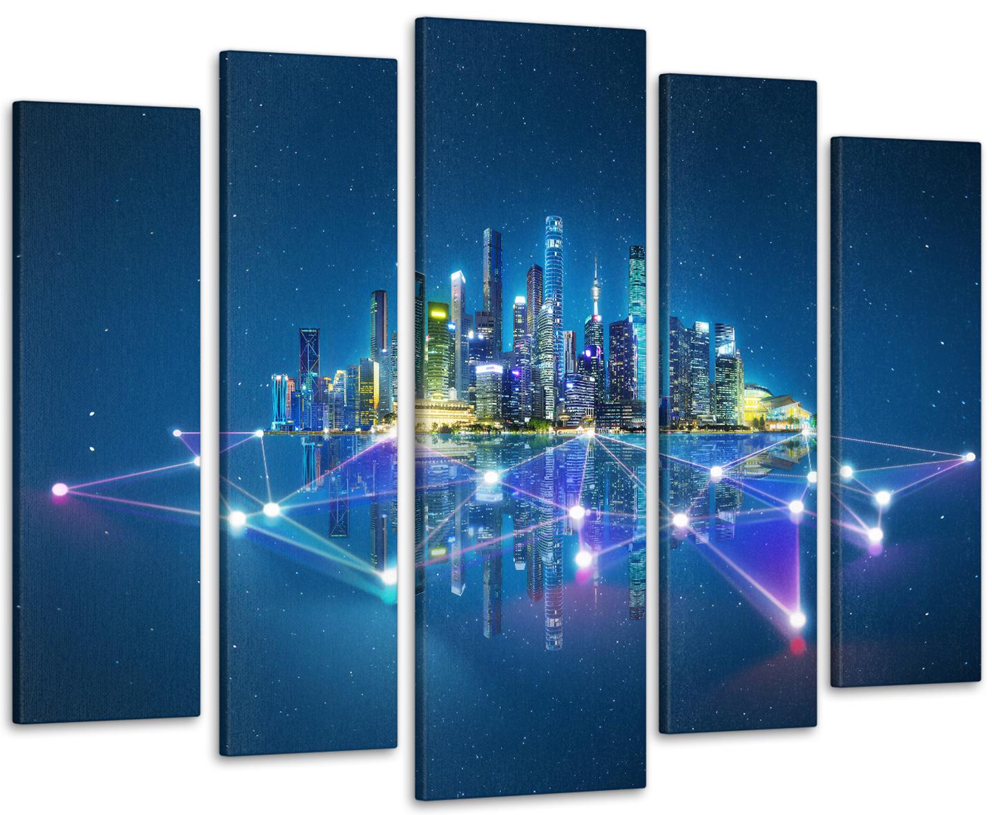 Картина модульна Абстракція Місто 105х150 см (Art-454_5)