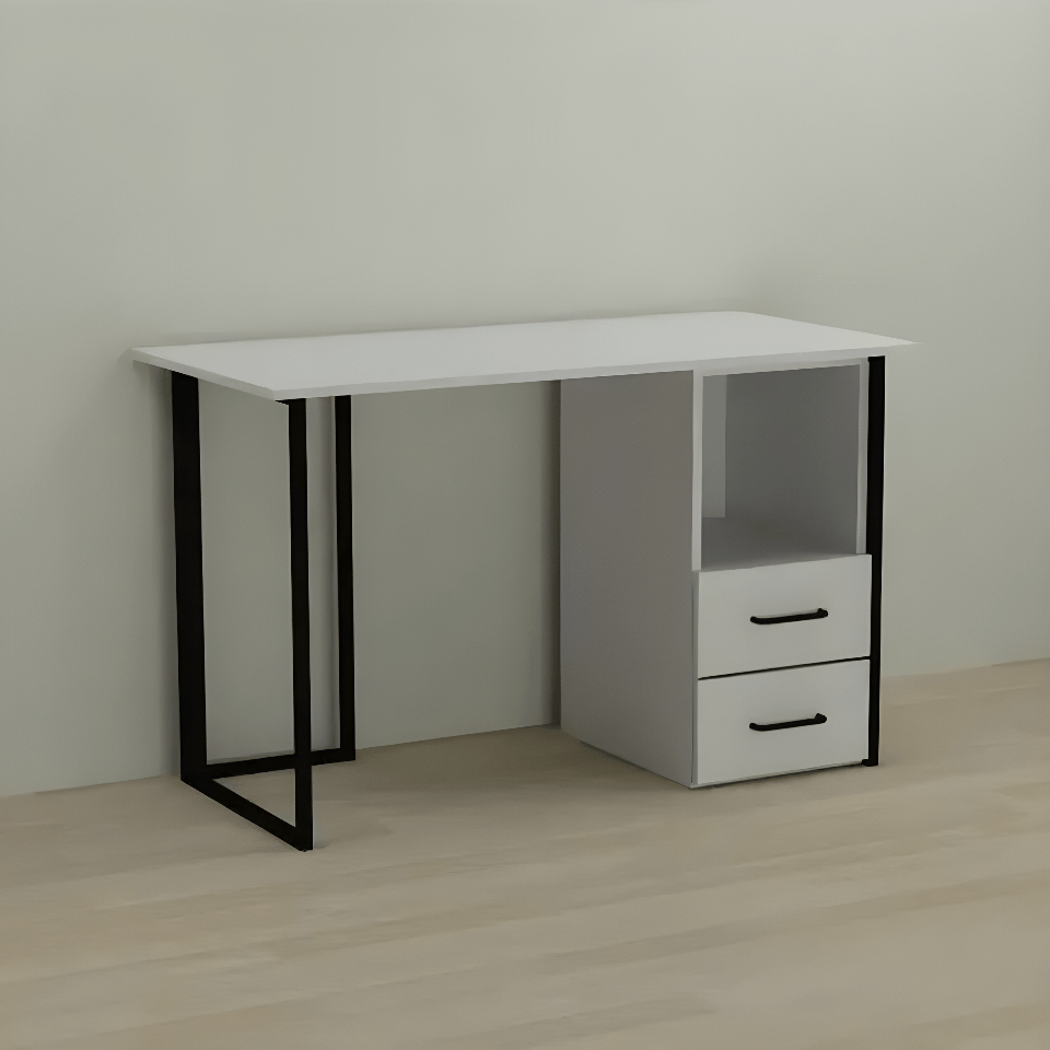 Компьютерный стол Ferrum-decor Отто ДСП 16 мм 75x140x60 см Черный/Белый (FRD-103581)