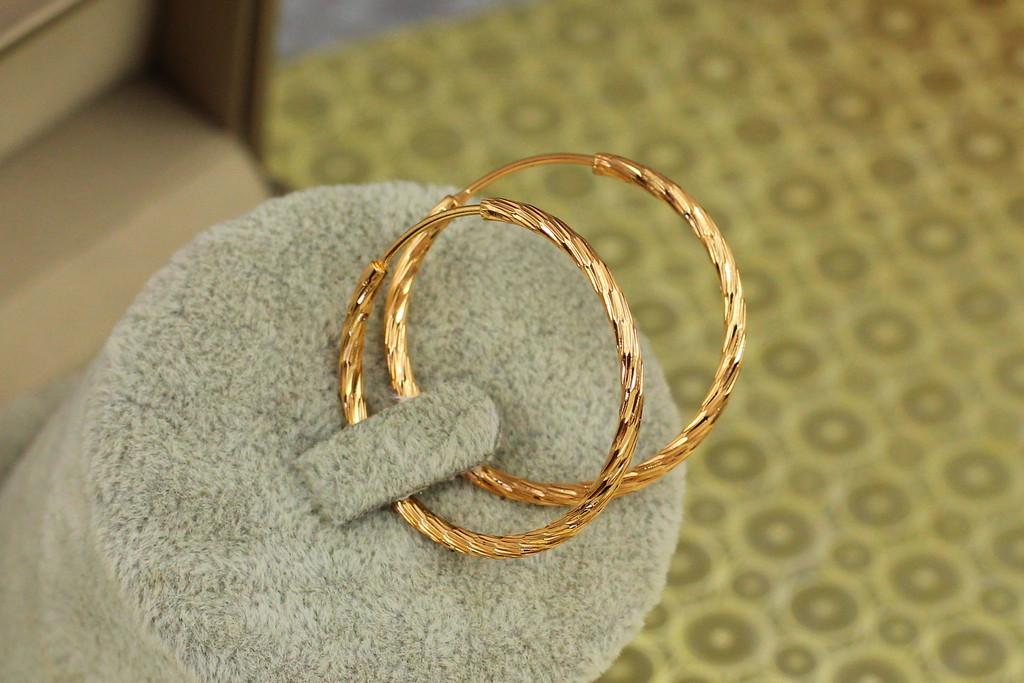 Серьги кольца Xuping Jewelry Елочная ветка 3 см Золотистый (2433874954)