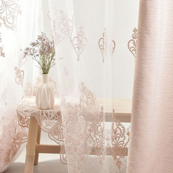 Тюль сетка IDEIA Молли V-PUDRA c вышивкой 2,75 м Пудра (2200004212081)