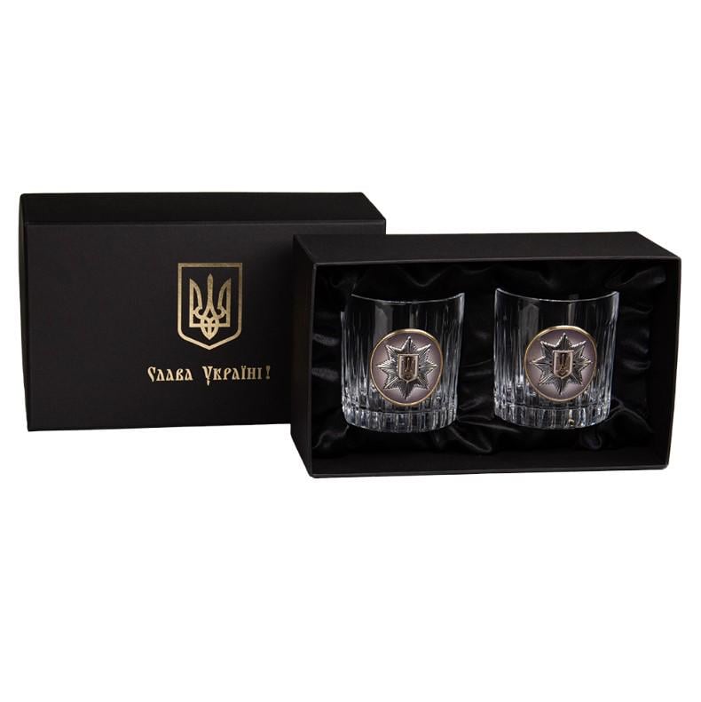 Набор бокалов для виски Boss Crystal Нацполиция Украины 2 бокалы 360 мл (196-0013)
