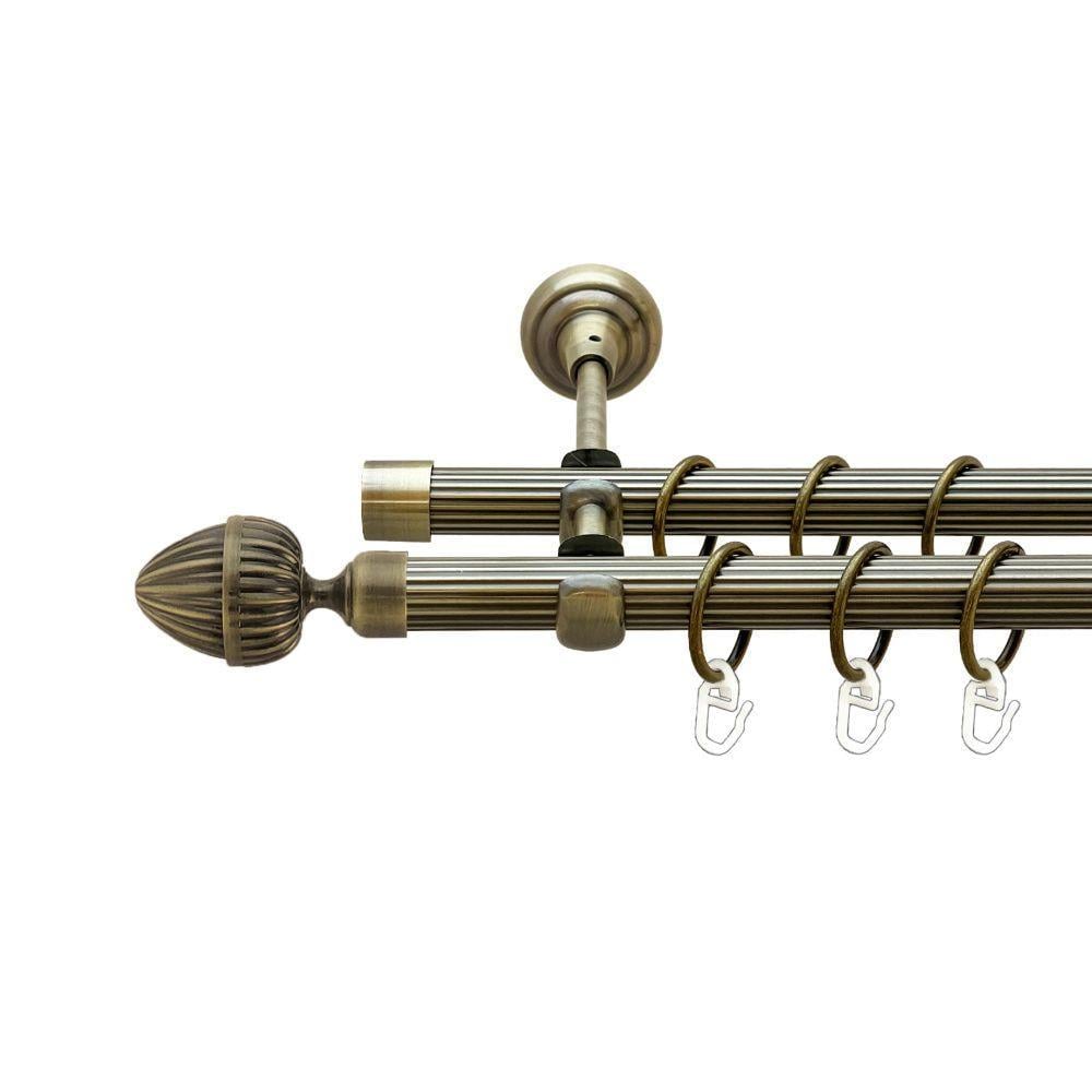 Карниз Orvit Одеон двухрядный рифленый 19/19 мм 300 см Антик (00-00022124)