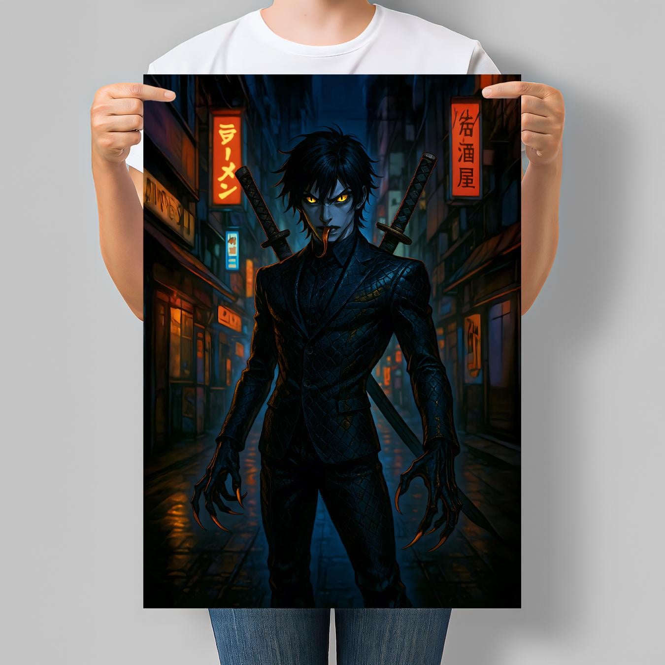 Постер в стиле аниме Ночной Воин с клинками 42x60 см A2 без рамки (ANIME110_A2)