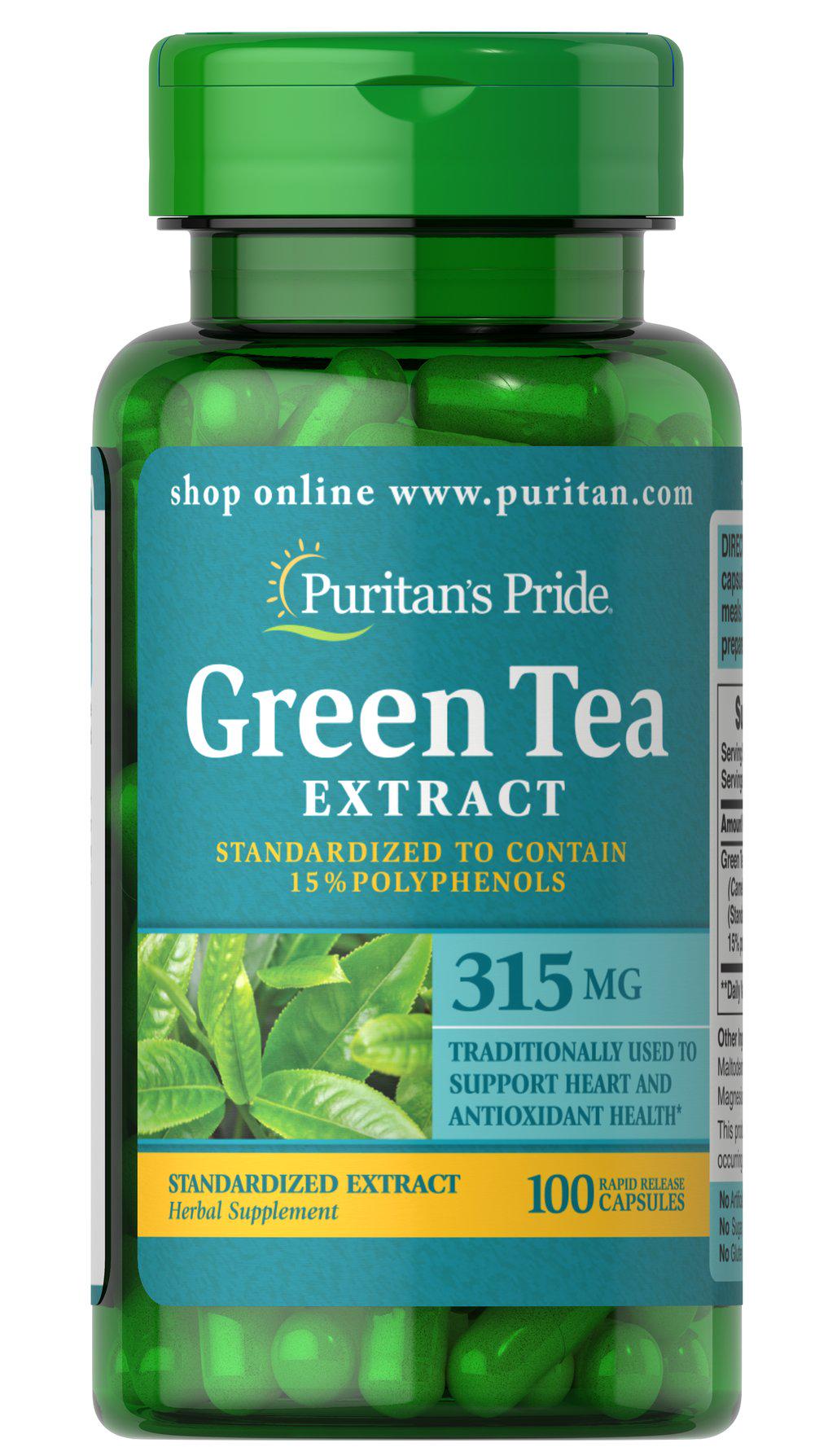 Экстракт для похудения Puritan's Pride Green Tea Standardized Extract 315 мг 100 Caps