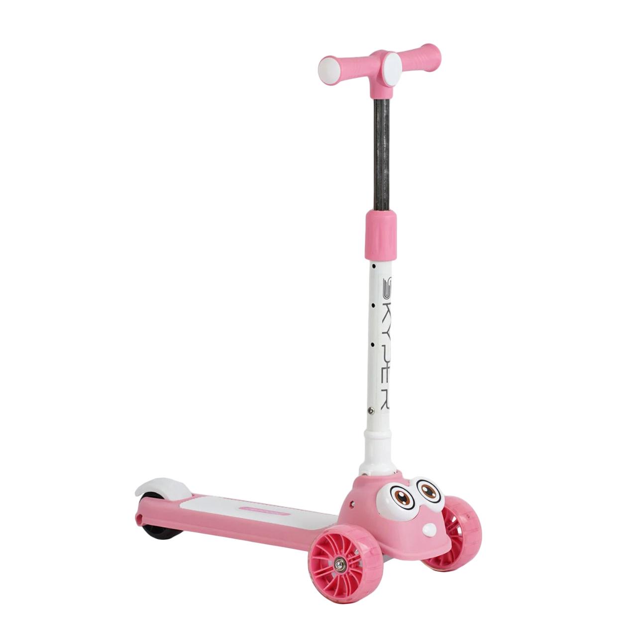 Самокат трехколесный Skyper PU колеса со светом/музыка/руль складной 125х40 мм Pink (153312)