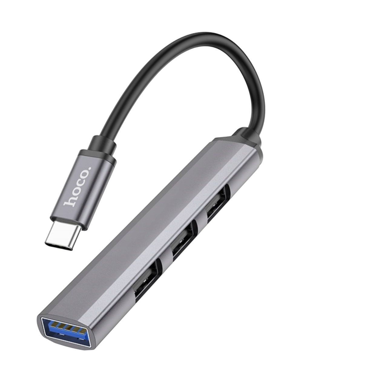 Розгалужувач для ноутбука USB Hoco HB26 4в1 Type-C to USB 3,0/USB 2,0х3 Сталевий