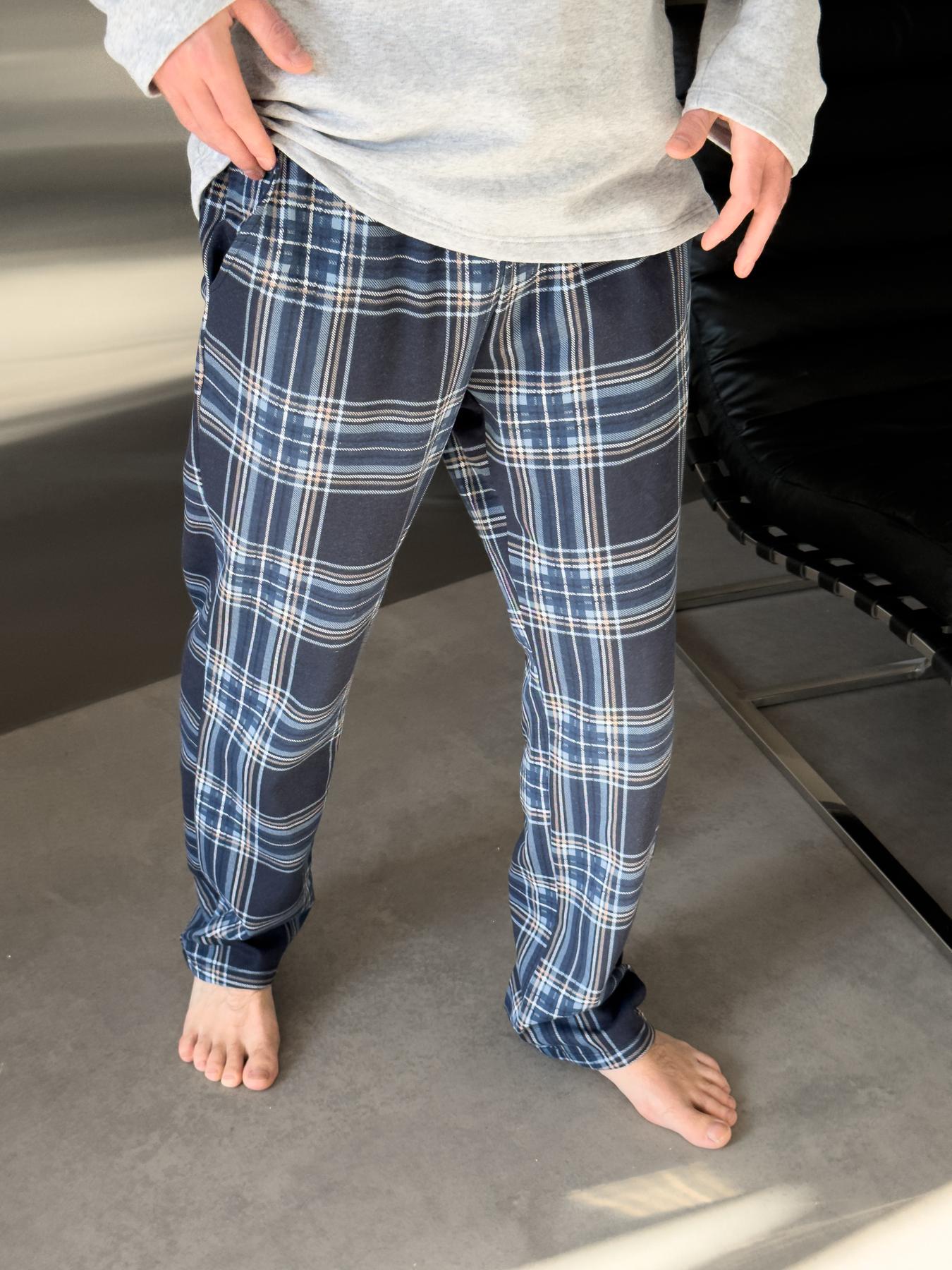 Пижама Скандинавия теплая с начесом в клетку брюки/лонгслив 3XL Сине-голубой (KMW06/2) - фото 5 Пижама Скандинавия теплая с начесом в клетку брюки/лонгслив 3XL Сине-голубой (KMW06/2) - фото 5