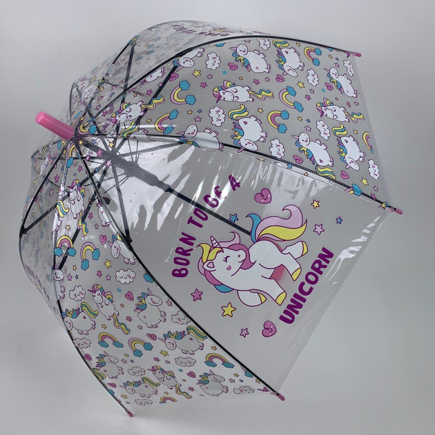 Зонтик-трость детский Единорог полуавтомат для девочки 82 см (30101179)
