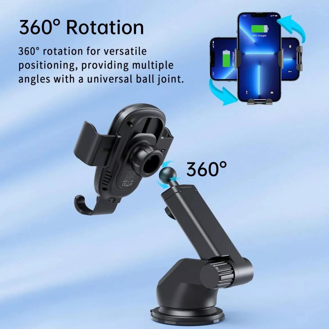 Тримач для телефона в машину Choetech Gravity Car Wireless 15W Charger 4,7-7,2" Black (T203-F-ACBK) - фото 5 Тримач для телефона в машину Choetech Gravity Car Wireless 15W Charger 4,7-7,2" Black (T203-F-ACBK) - фото 5