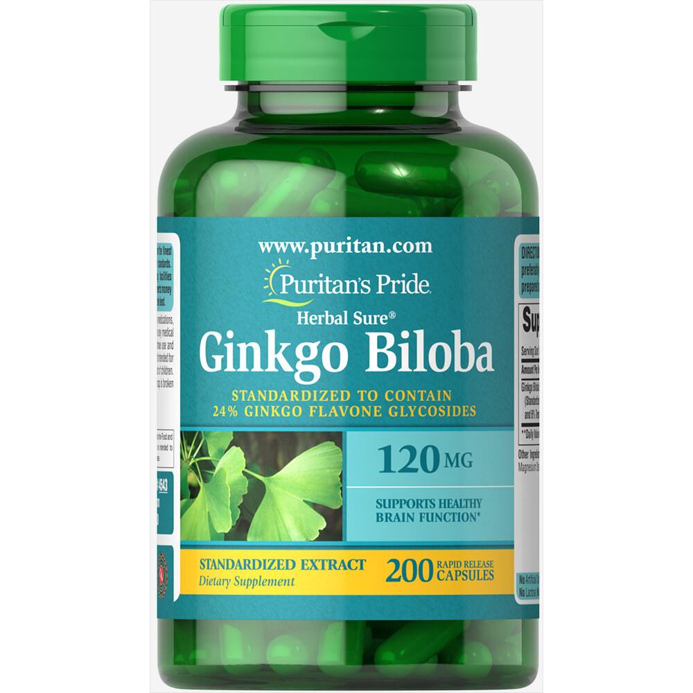 Натуральная добавка Ginkgo Biloba Standardized Extract 120 mg 200 caps (100-90-1828125-20)