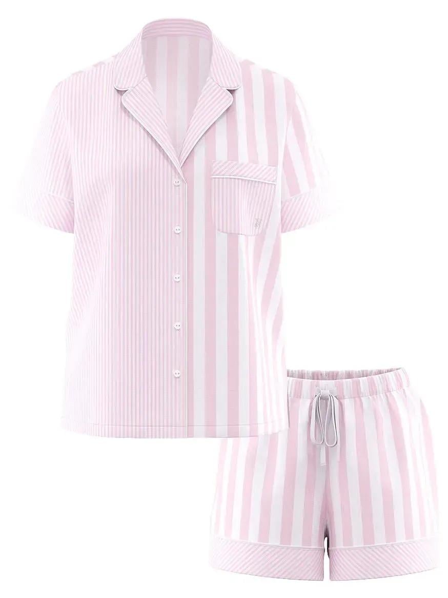 Пижама с шортиками Victoria's Secret Heritage Cotton Short Pajama Set полоска S Розовый (2671388D)