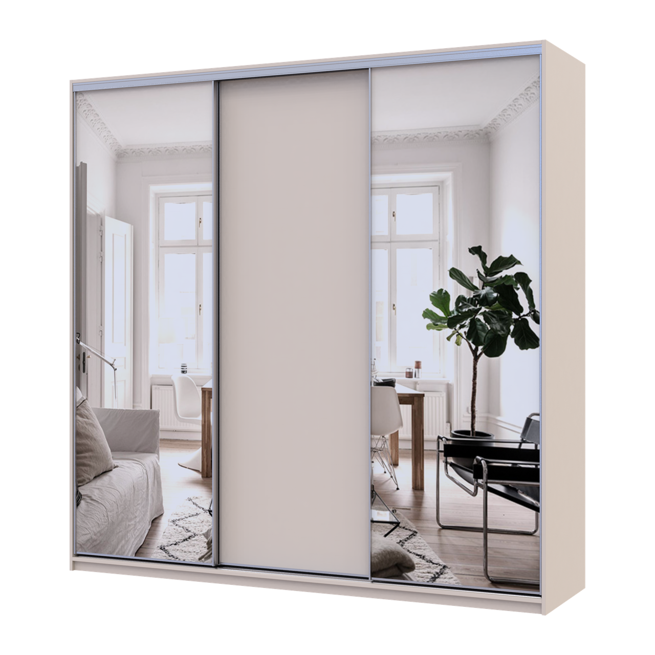 Шкаф купе Doros Сити Лайт 1 ДСП/2 зеркала 225х60х225 см Кашемир (80736380)