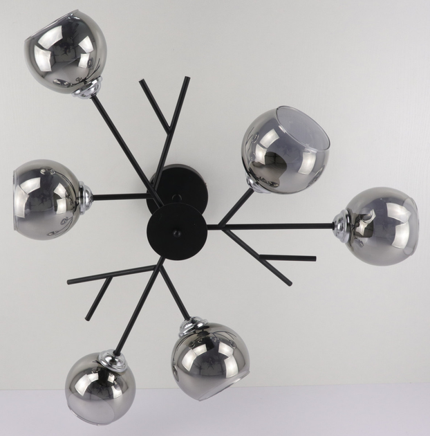 Люстра на 6 графитовых плафонов Ø 60 см (088N/6 BK/CH/GR)