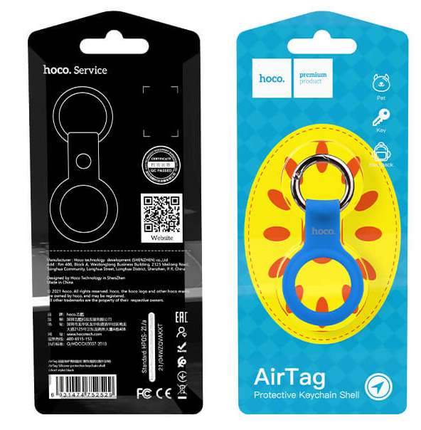 Чохол-брелок Hoco для Apple AirTag Silicone Protective Keychain Shell Short Style Blue - фото 2