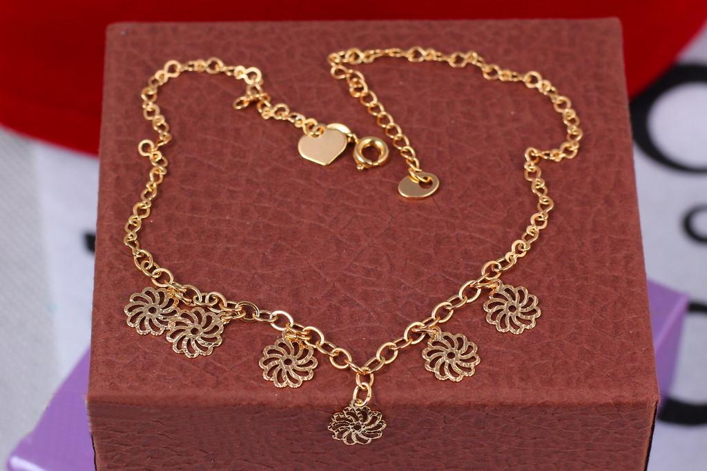 Браслет на ногу Xuping Jewelry с цветочками 23 см 2 мм Золотистый (1255803296)