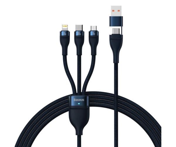 Кабель USB Data BASEUS Flash Series Ⅱ Two-for-three 100W 1,2 м Blue