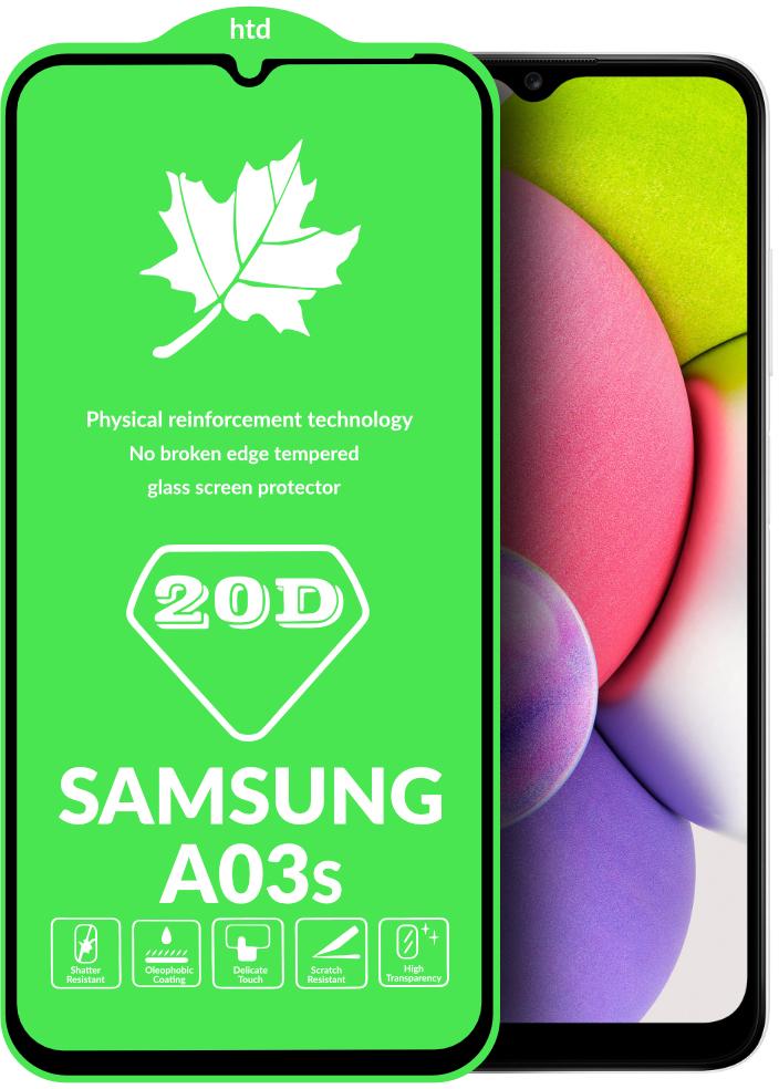 Защитное стекло 20D Glass для Samsung Galaxy A03s A037 большой радиус (25208)