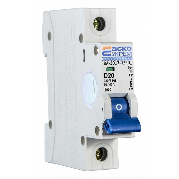 Автоматический выключатель АСКО-УКРЕМ ВА-2017 20А D 1 полюс (2559015918)