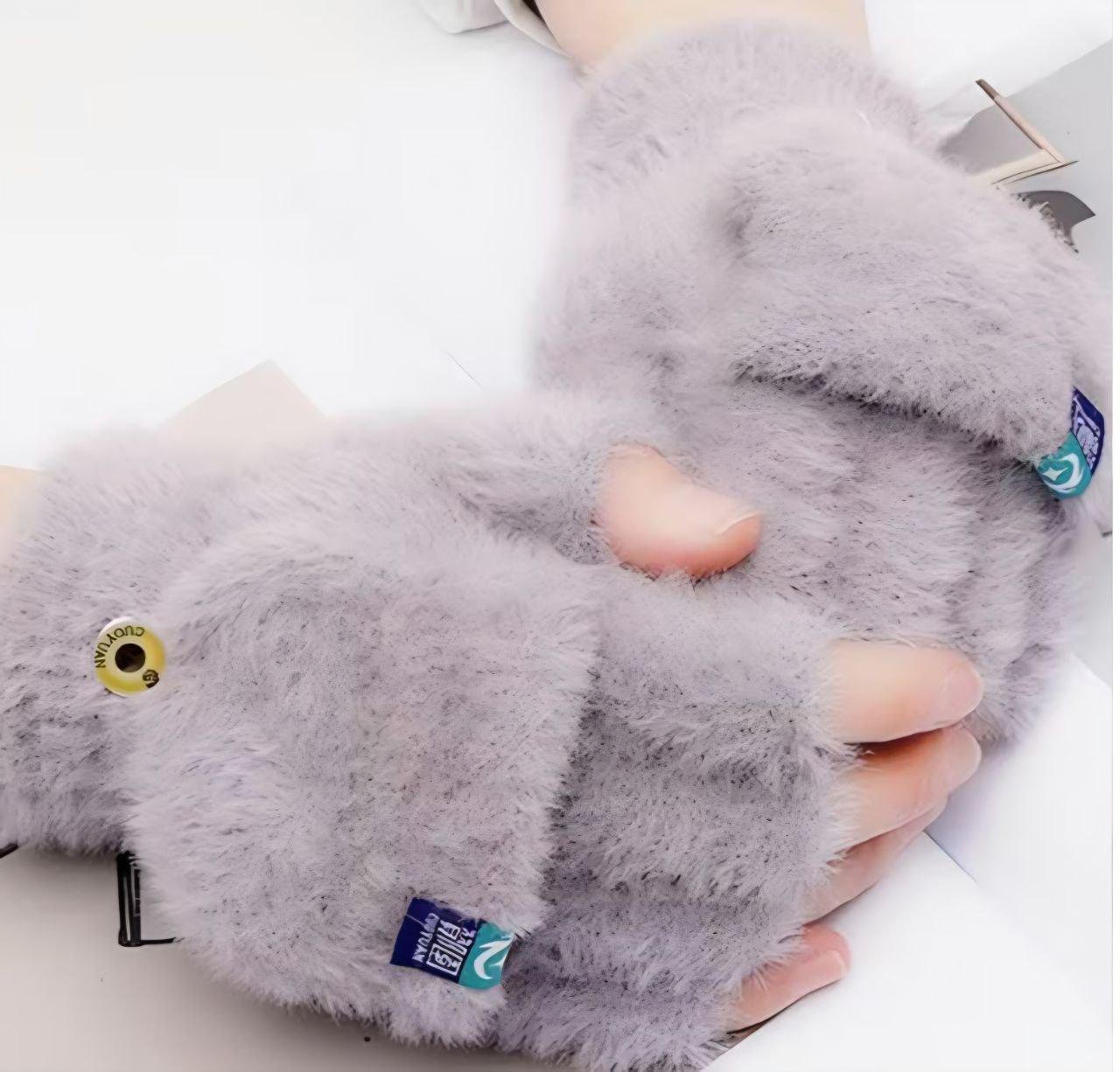 Рукавички-мітинки жіночі Мітенки велюрові без пальців з клапаном S (1305/2)