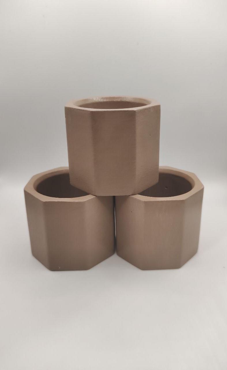 Кашпо гипсовое для свечей и растений 4,7 см Кофе с молоком - фото 2