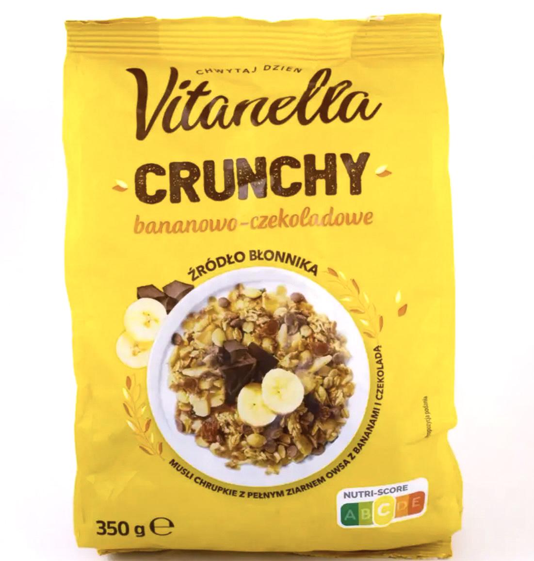 Мюсли Crunchy Vitanella с бананом и кусочками шоколада 350 г