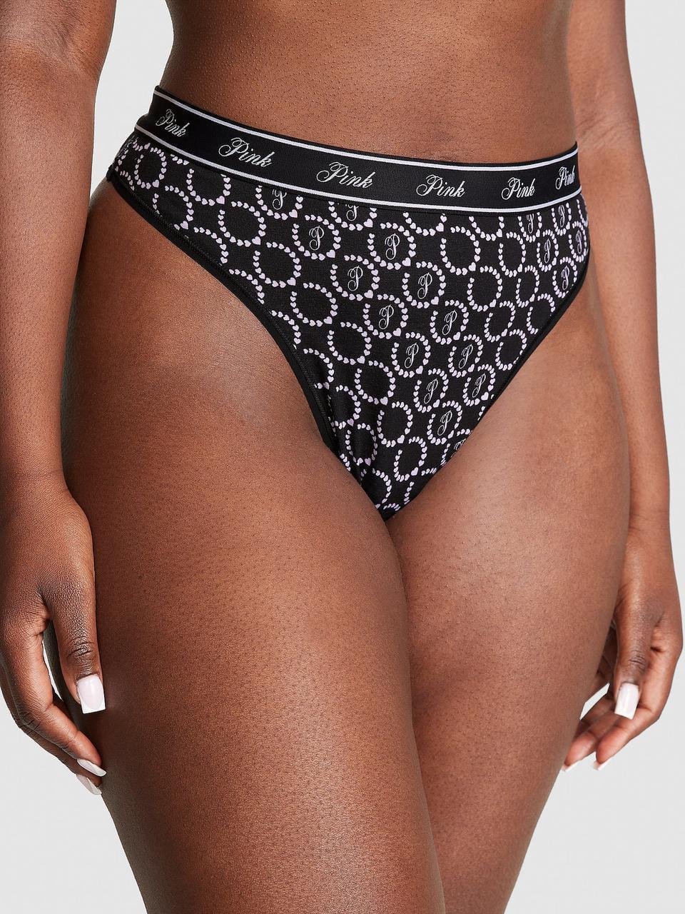 Трусики женские Victoria's Secret стринги Logo Cotton Thong S Черный (2544226145)