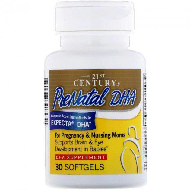 Витамины 21st Century PreNatal DHA для беременных с рыбьим жиром 30 Softgels