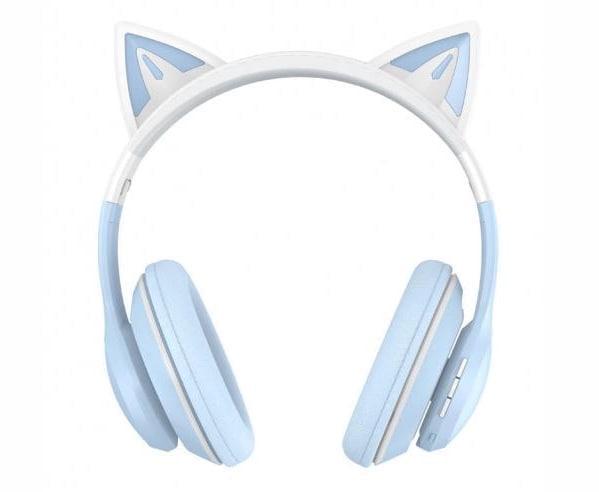 Навушники для дівчини з вушками кота Xo BE38 Bluetooth Блакитний (77714403б)