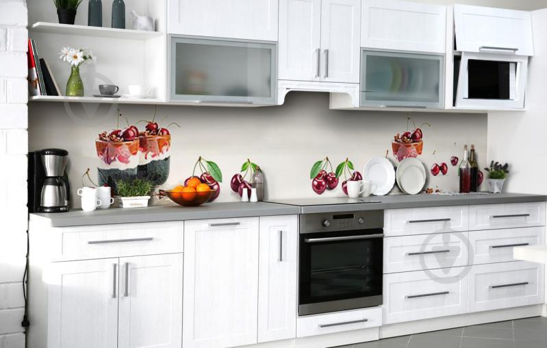 Скинали на кухню Zatarga «Десерт с черешней и чиа» 650х2500 мм виниловая (Z184462/1)