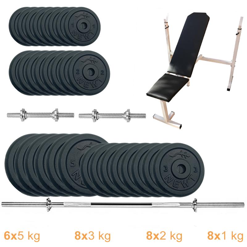 Лавка для жиму Newt Gym Set-SKH Home з набором штанга + гантелі 89 кг (NE-M-SKH-SET-89) - фото 7