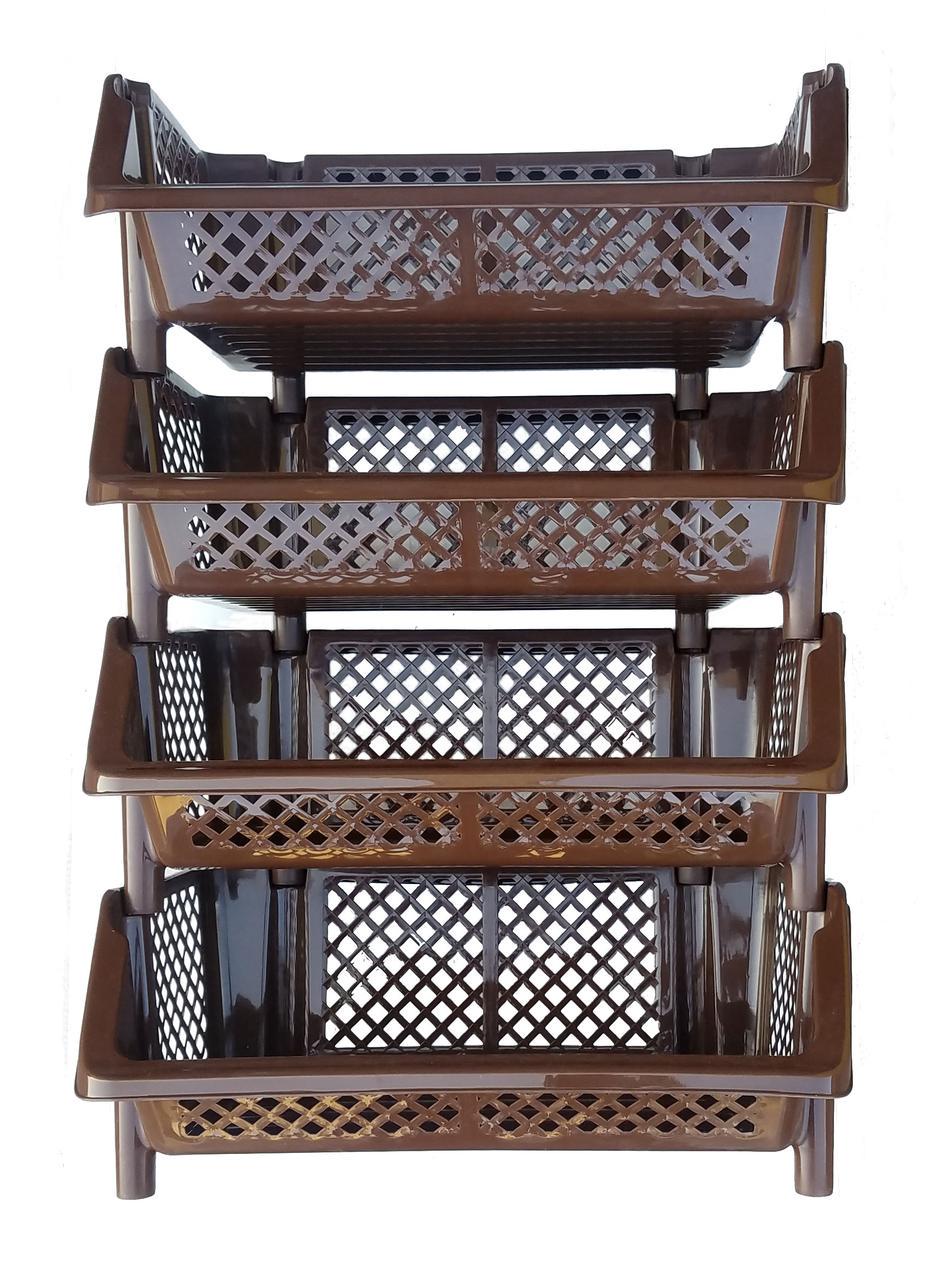 Этажерка пластиковая 4 яруса Коричневый (472724-Prob)