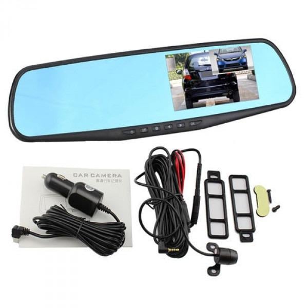 Зеркало автомобильное на 2 камеры Vehicle Blackbox DVR 1080p Черный (10800AA)