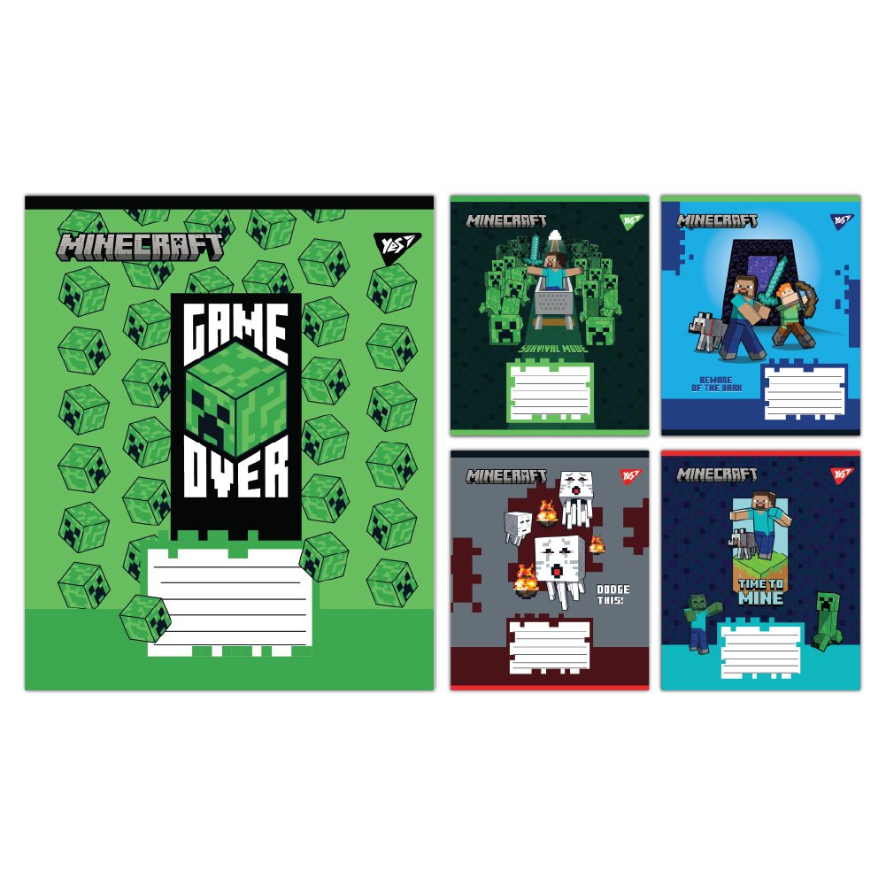 Набор тетрадей школьных YES Minecraft Walls А5/12 клетка 25 шт. (767563)