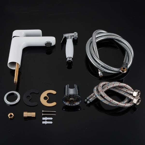 ᐉ Змішувач для умивальника з гігієнічним душем Gappo Noar G1048-1 Білий ...