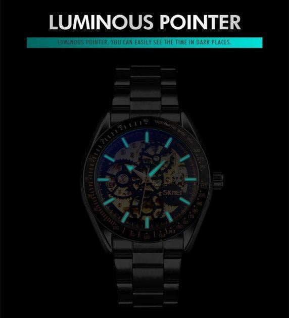 Чоловічий годинник Skmei 9194 скелетон механічний Чорний - фото 3