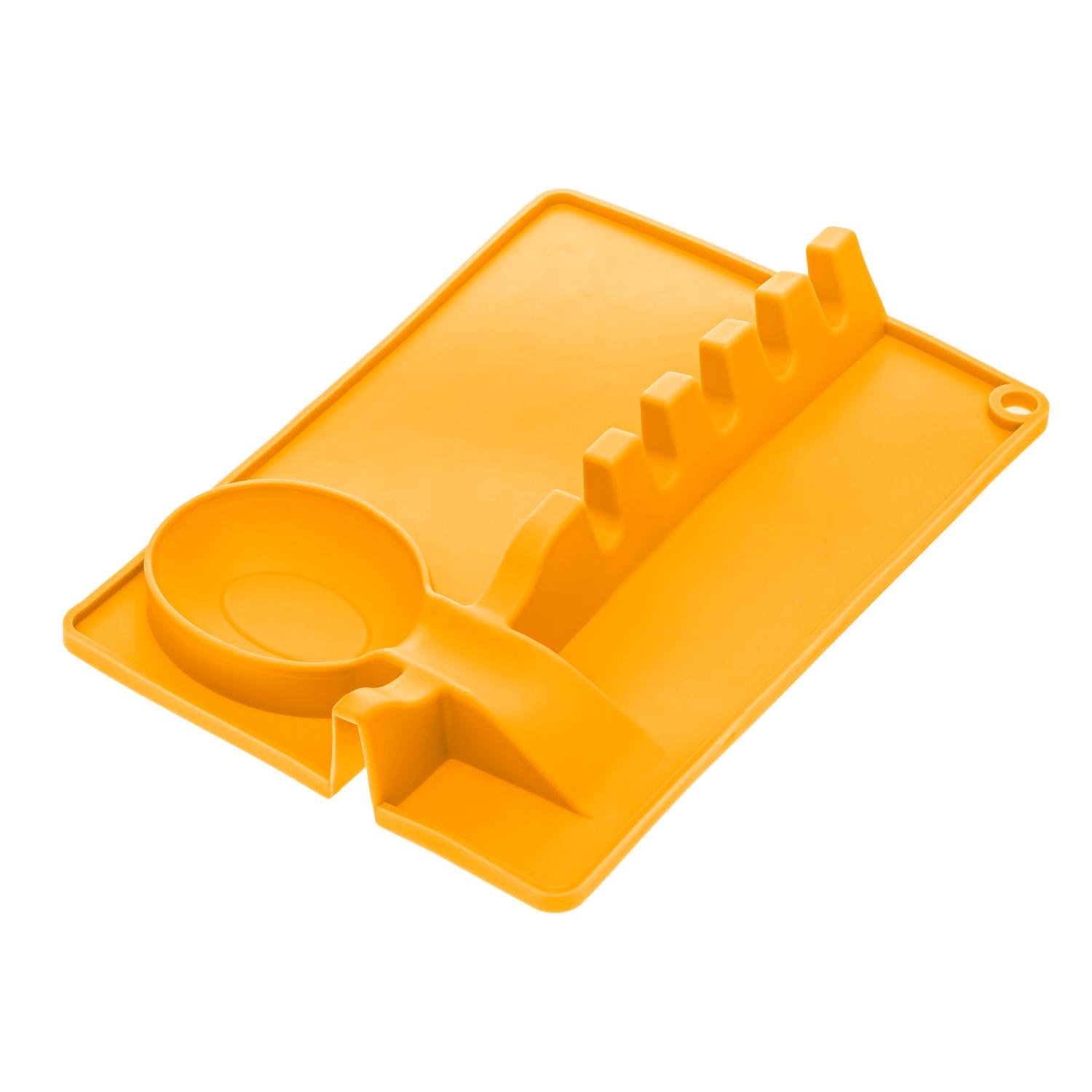 Підставка для кришки, ополоника та ложки із силікону багатофункціональний тримач кухонного приладдя Жовтогарячий